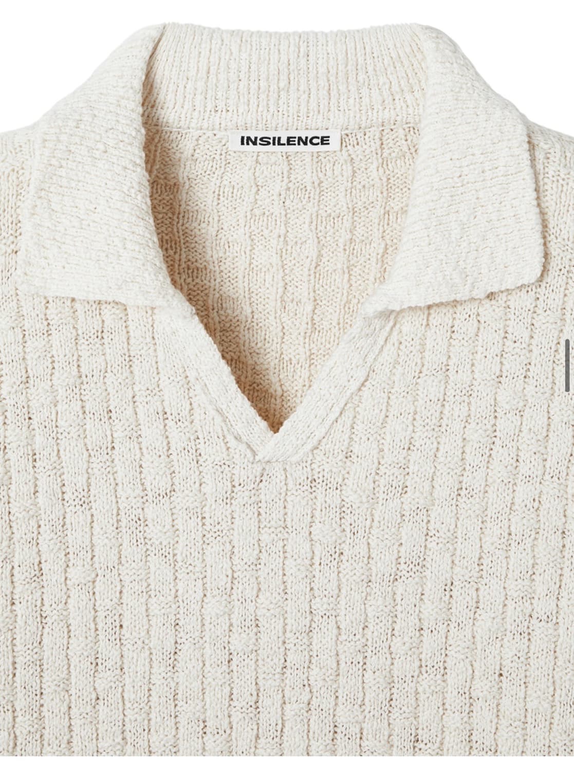 인사일런스 오픈 칼라 그리드 니트 NATURAL CREAM 상품이미지3
