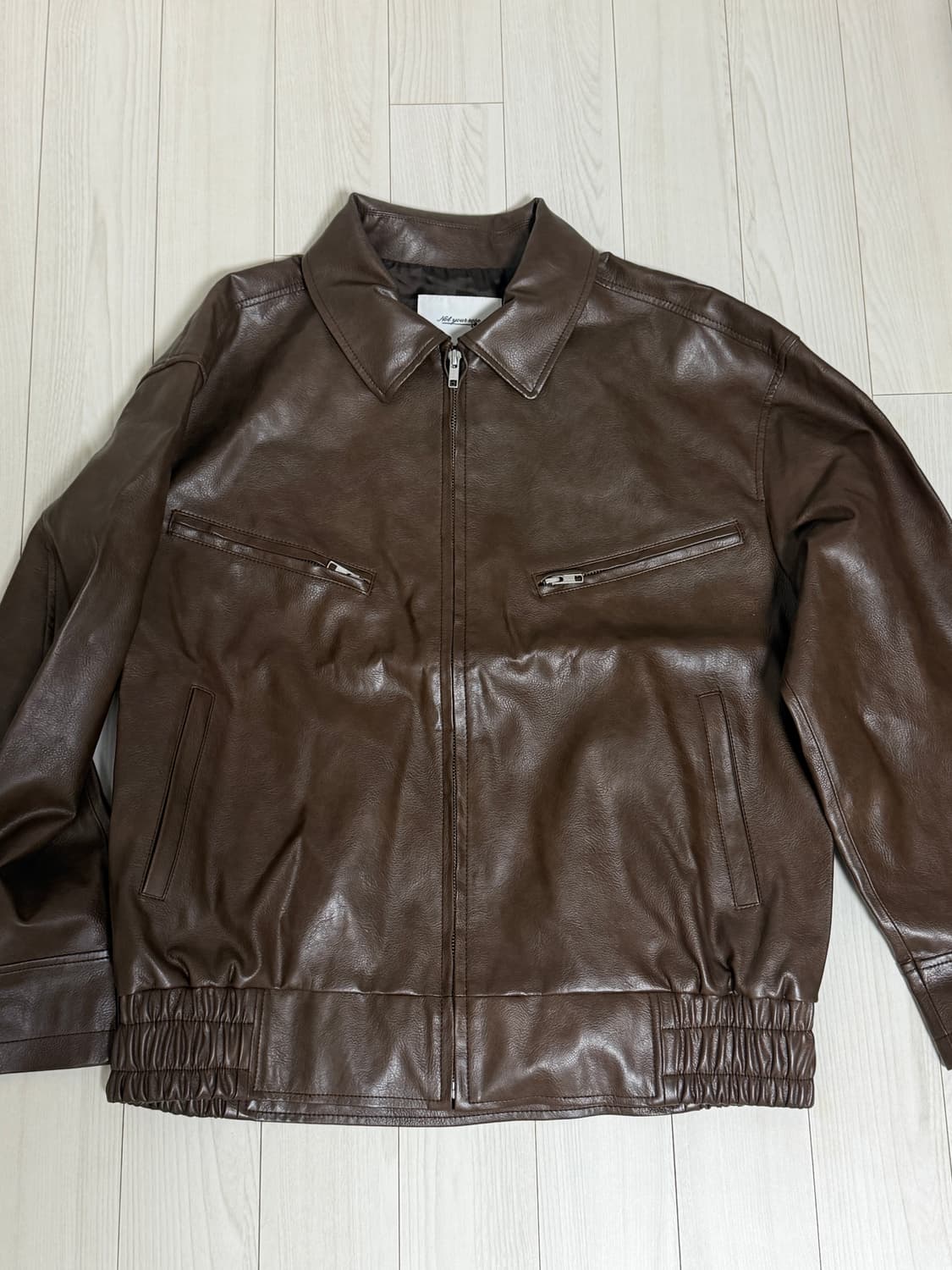 낫유어로즈 overfit leather jumper brown 레더 자켓 상품이미지1