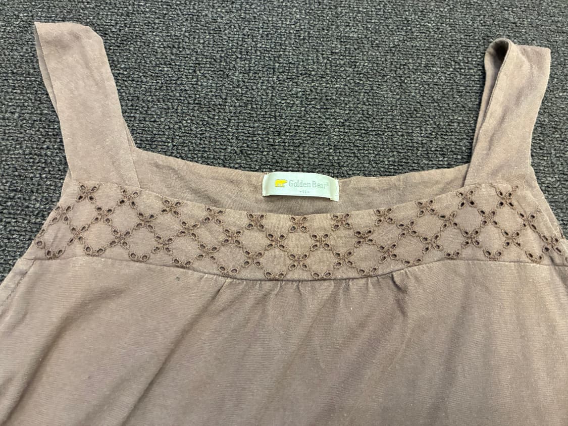 XL)Japanese vintage 여성 브라운 펀칭 디테일 나시 상품이미지2