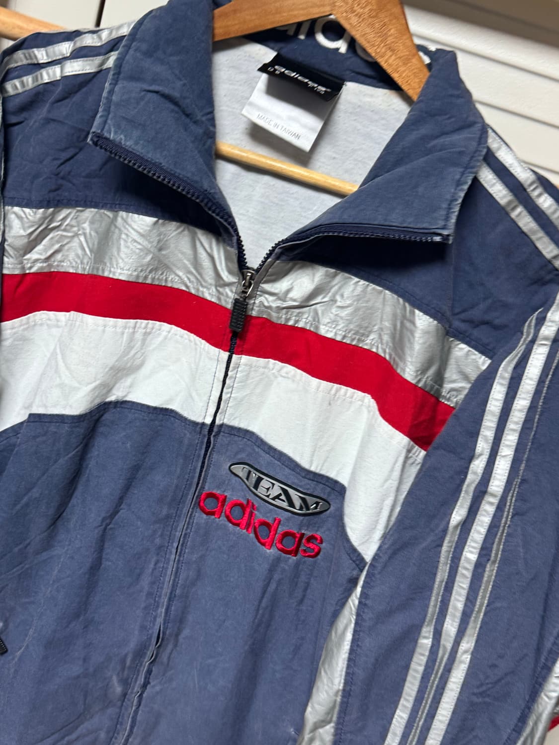 L 아디다스 삼선 실버 레이싱 코튼 빅로고 자켓 상품이미지4