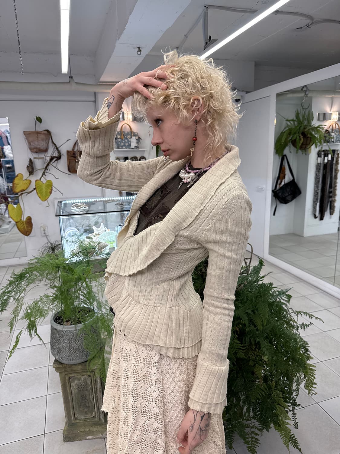 layered ruffle rib knit cardigan 상품이미지1