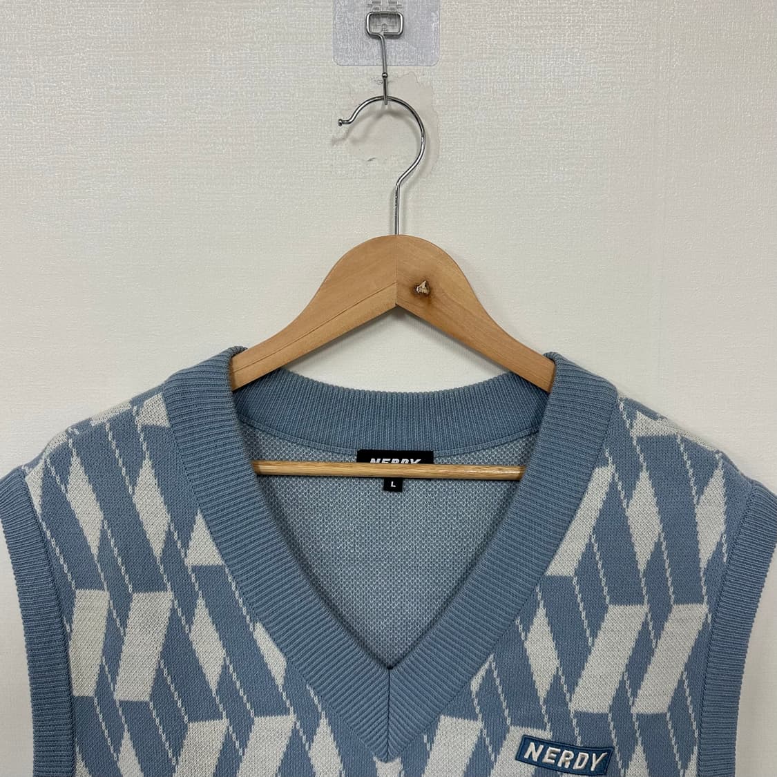 널디 아가일 니트조끼L 상품이미지2