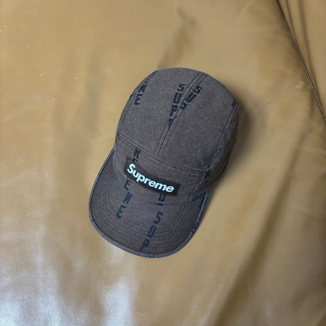 슈프림 캠프캡 모자 박스로고 워시드 데님 브라운 상품이미지5