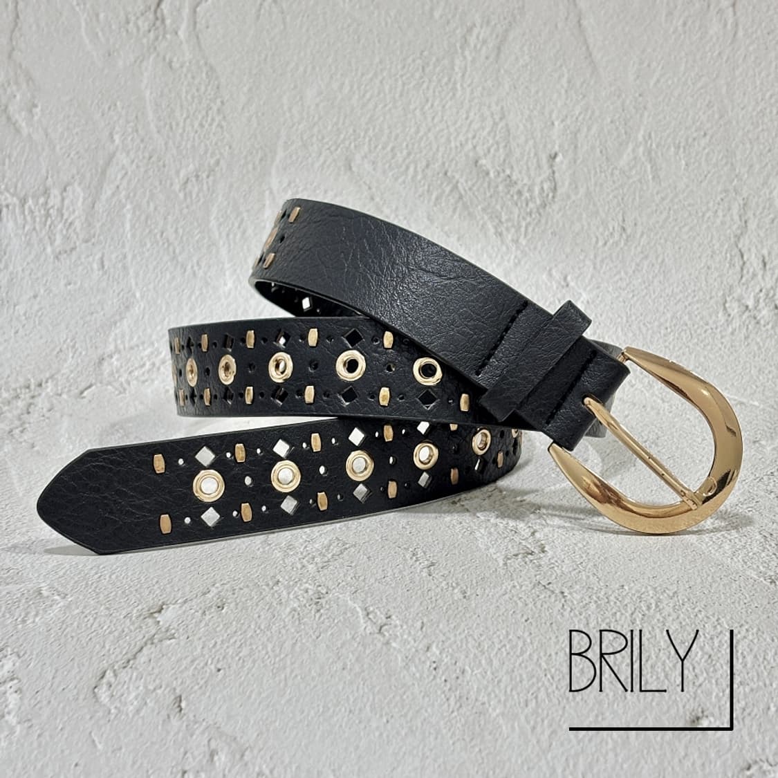 [Unisex] LOY 아일렛 에스닉 펀칭 골드 버클 가죽 벨트 상품이미지8
