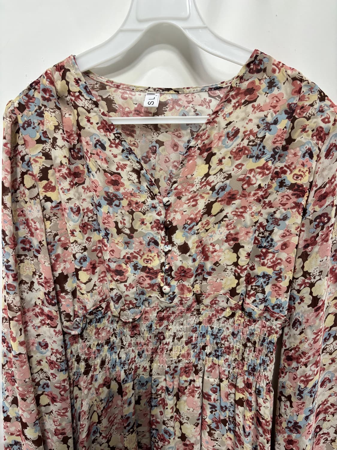 허리밴딩 쉬폰 플라워 롱 원피스 XL 상품이미지2