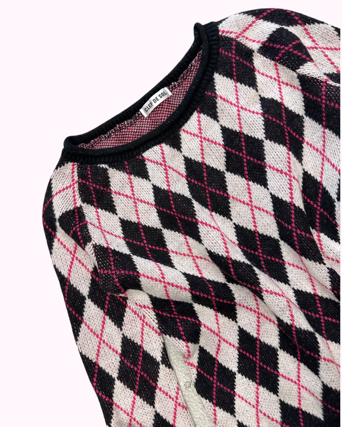 pink argyle pattern knit 상품이미지3