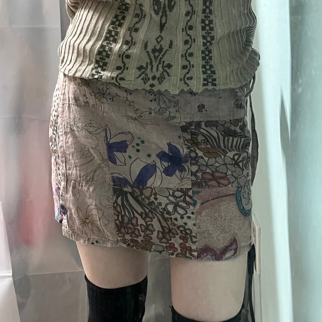 빈티지 히피 보헤미안 패턴 랩 미니 스커트  상품이미지5