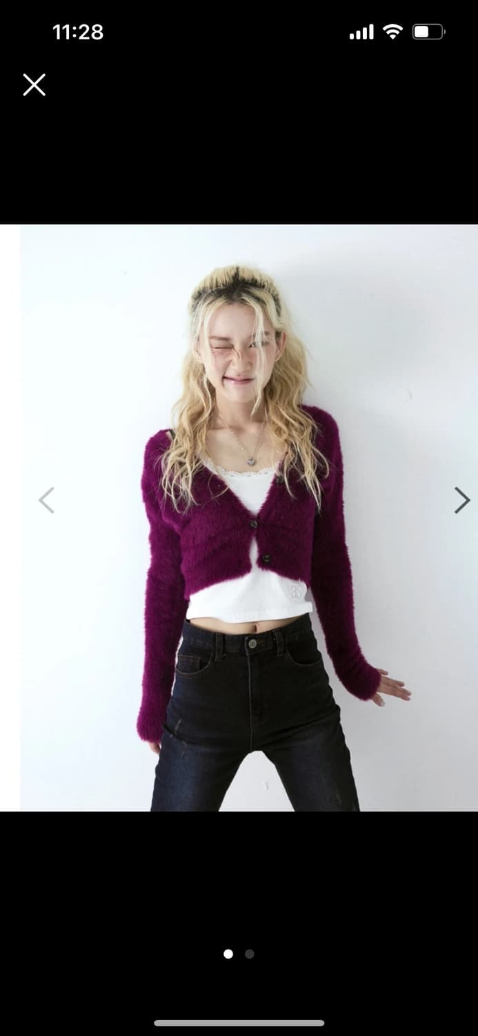 애즈온 마카롱 가디건 마젠타 상품이미지1