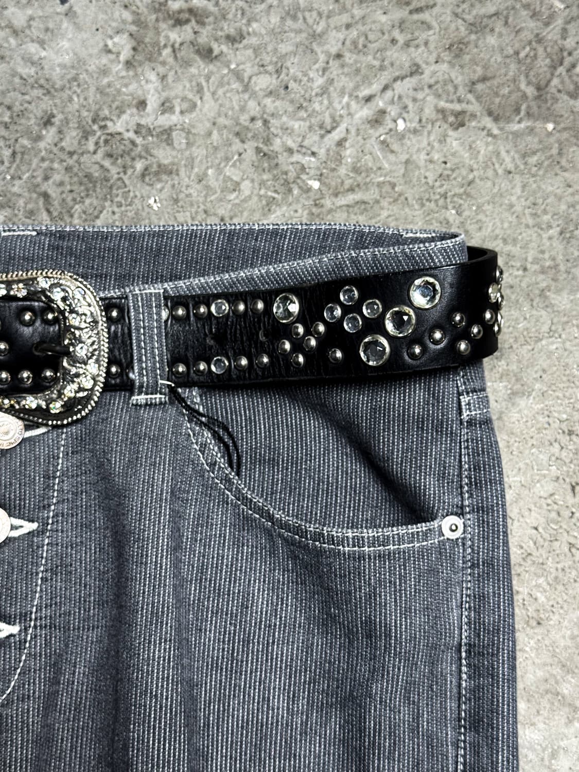 Stud & Cubic Western Buckle Belt 상품이미지3