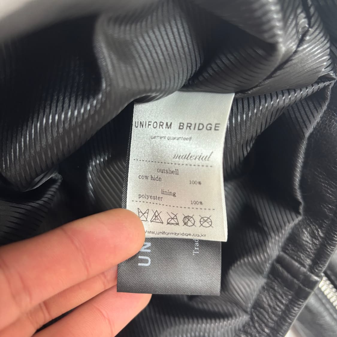 유니폼 브릿지 블랙 비대칭 레더 자켓 L 상품이미지8