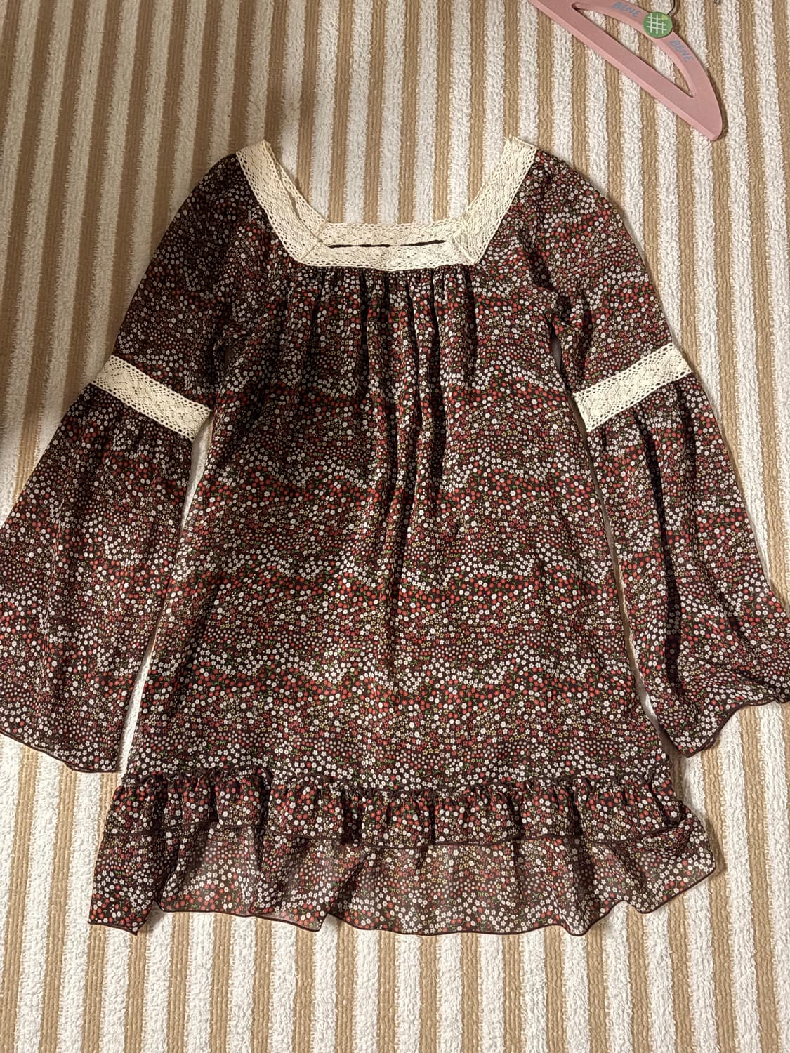 일본 빈티지 원피스 잔꽃 레이스 보헤미안 상품이미지1