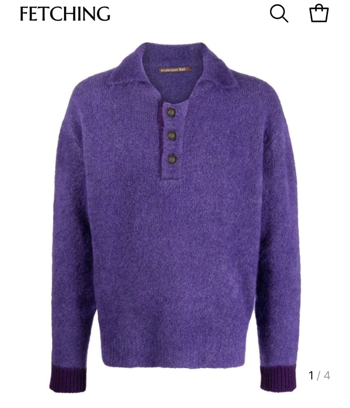 앤더슨벨 채터리스 브러쉬 폴로 스웨터 퍼플 M 상품이미지1