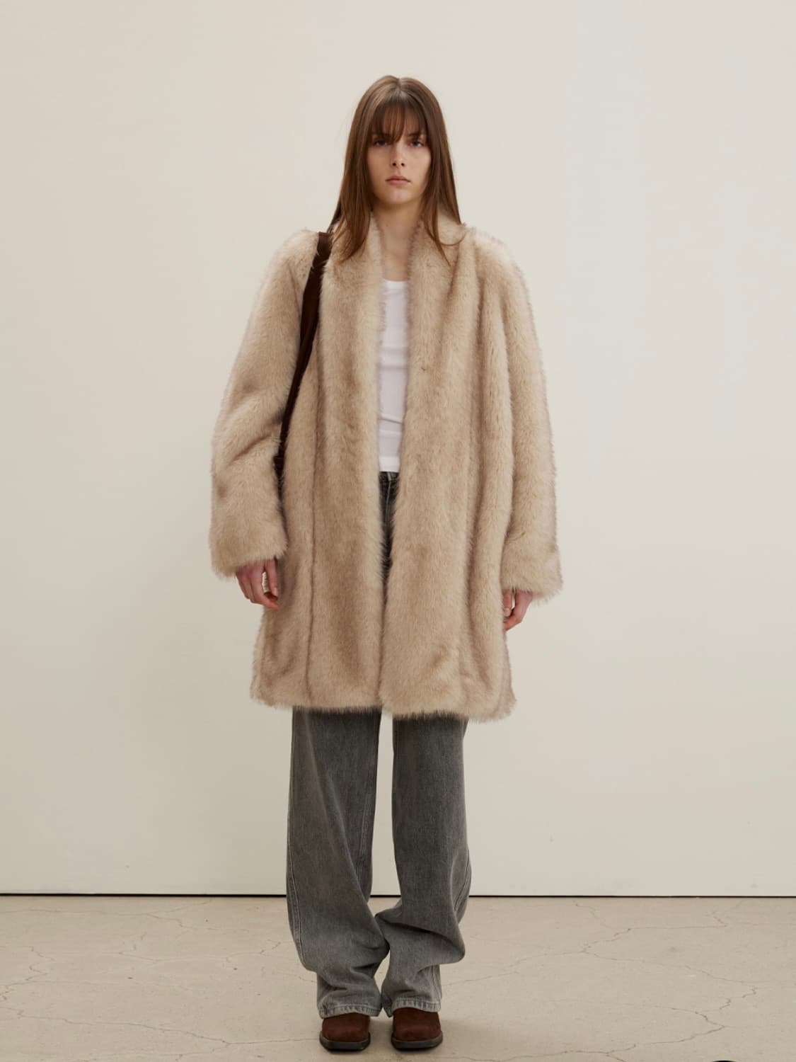 메종마레 글로우 폭스 퍼 코트 라이트 베이지 36 새상품 (품절 사이즈) 상품이미지2