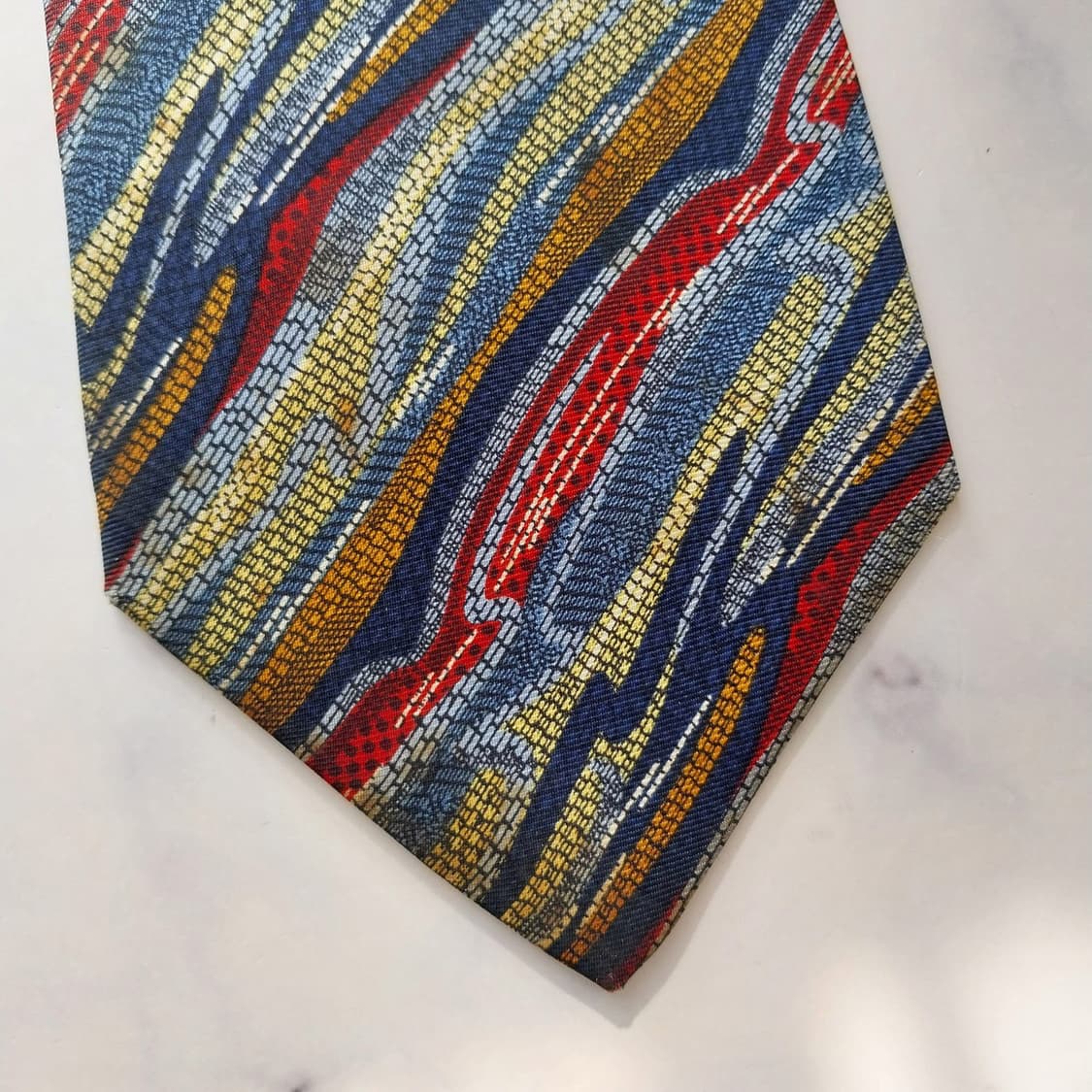 미쏘니 실크 블루 멀티 패턴 넥타이 9.8cm A등급 K2138 상품이미지9