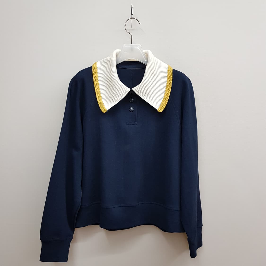 한섬 SJSJ 2022 배색 니트 카라 스웻셔츠 F85사이즈 상품이미지1