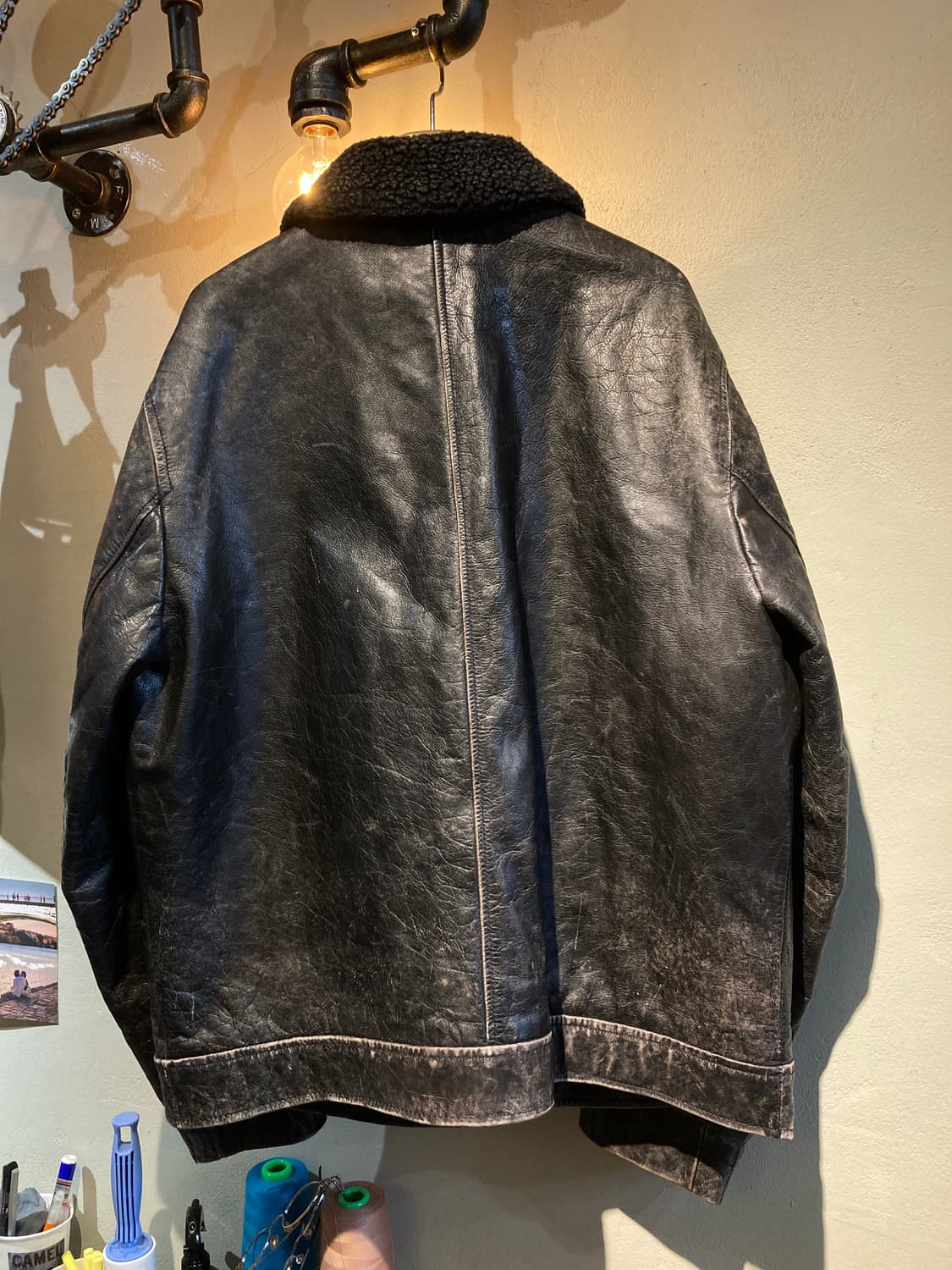 GAP 90's 소가죽 쉐르퍼 누빔 레더 재킷 상품이미지2