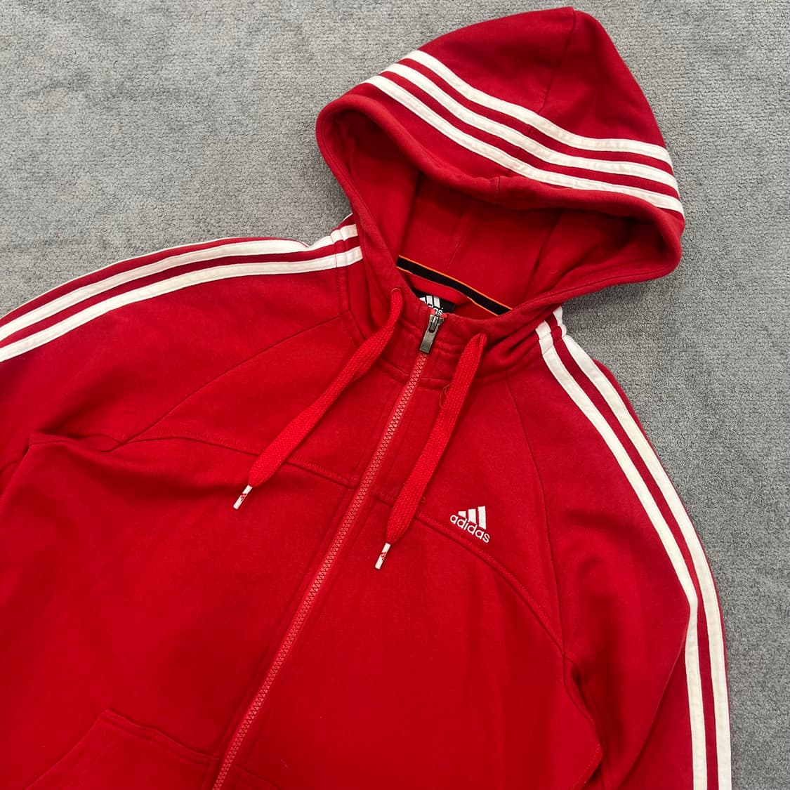 100 아디다스 삼선 레드 후드집업 상품이미지2