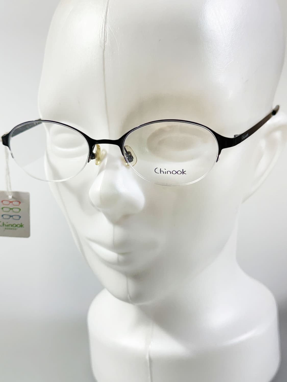 CHINOOK 블랙 메탈 오벌 반무테 빈티지 안경 상품이미지8