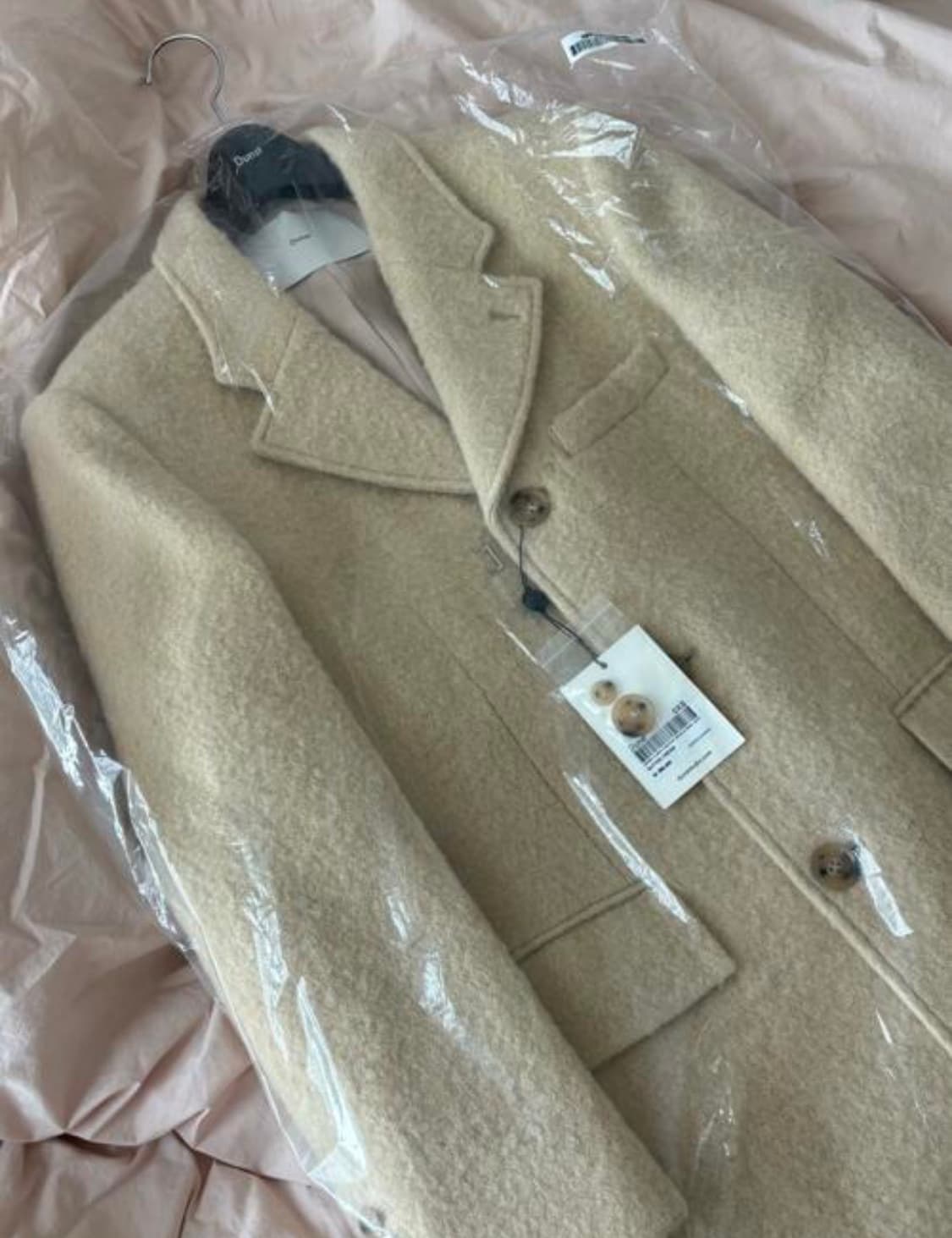 [새상품] 던스트 부클 울 코트 버터크림 S 상품이미지3