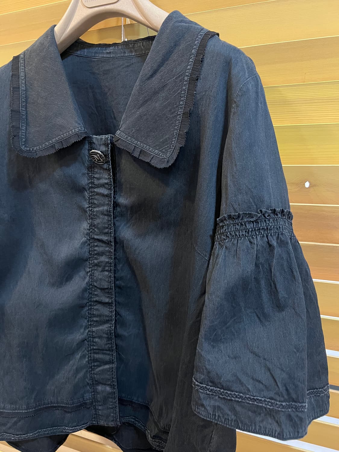 마인 여성 블랙 세일러카라 실크블라우스 셔츠자켓 상품이미지4