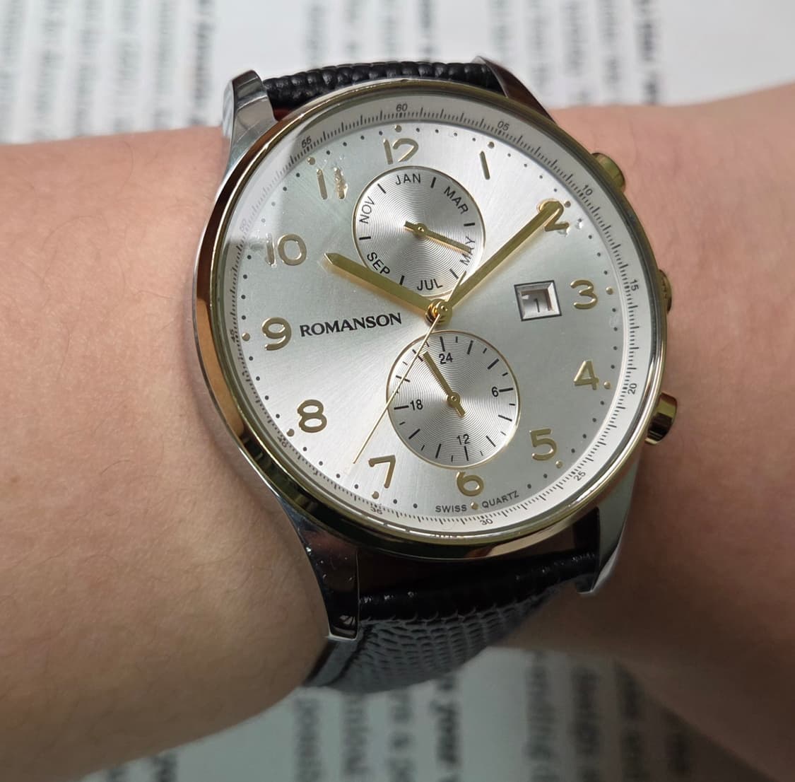 빈티지 로만손 로만투기저 콤비 쿼츠 캘린더 드레스워치 남성용 상품이미지9