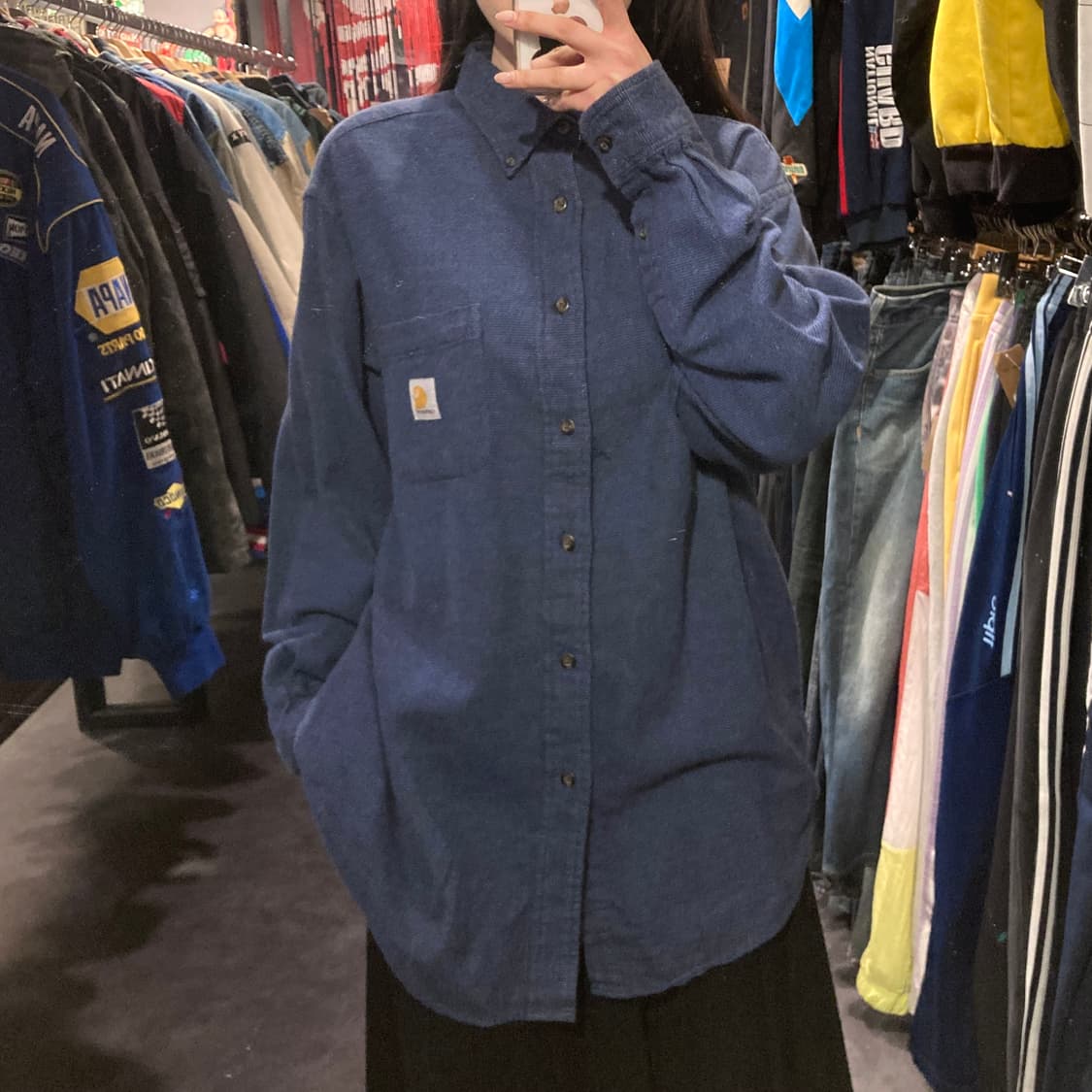 [IM] 칼하트 울 헤링본 긴팔셔츠 네이비 상품이미지2