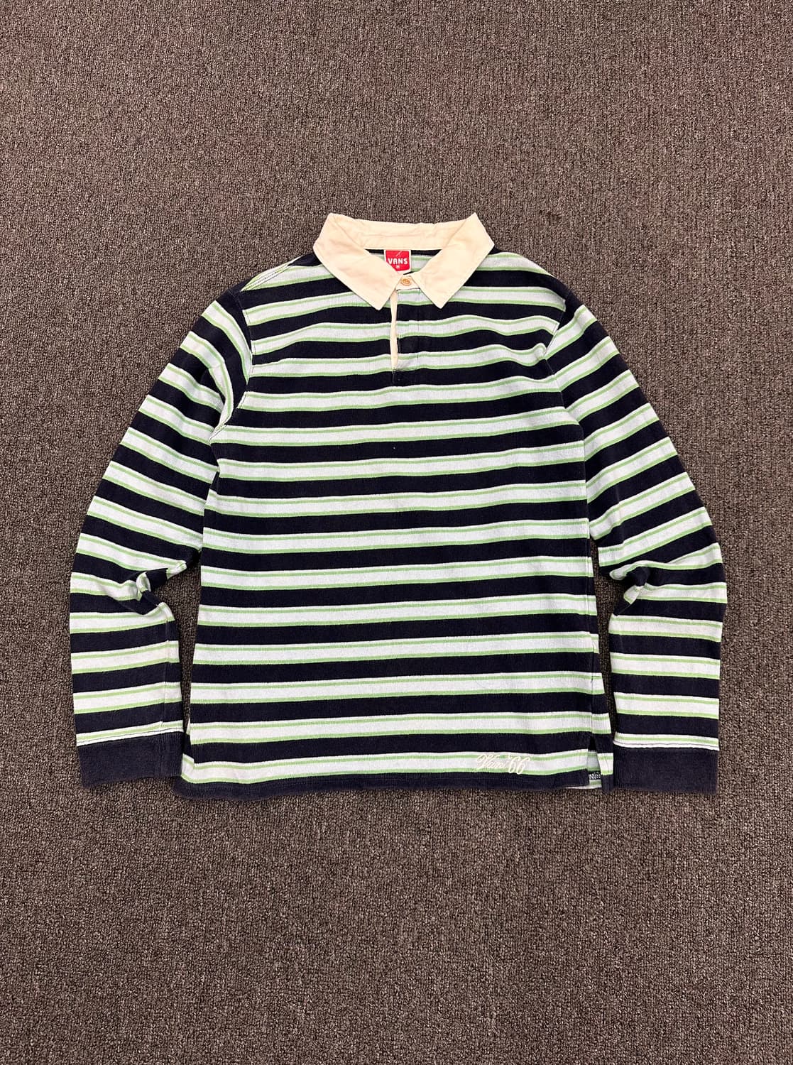 L)Vans 그린 네이비 럭비 셔츠 롱슬리브 상품이미지1