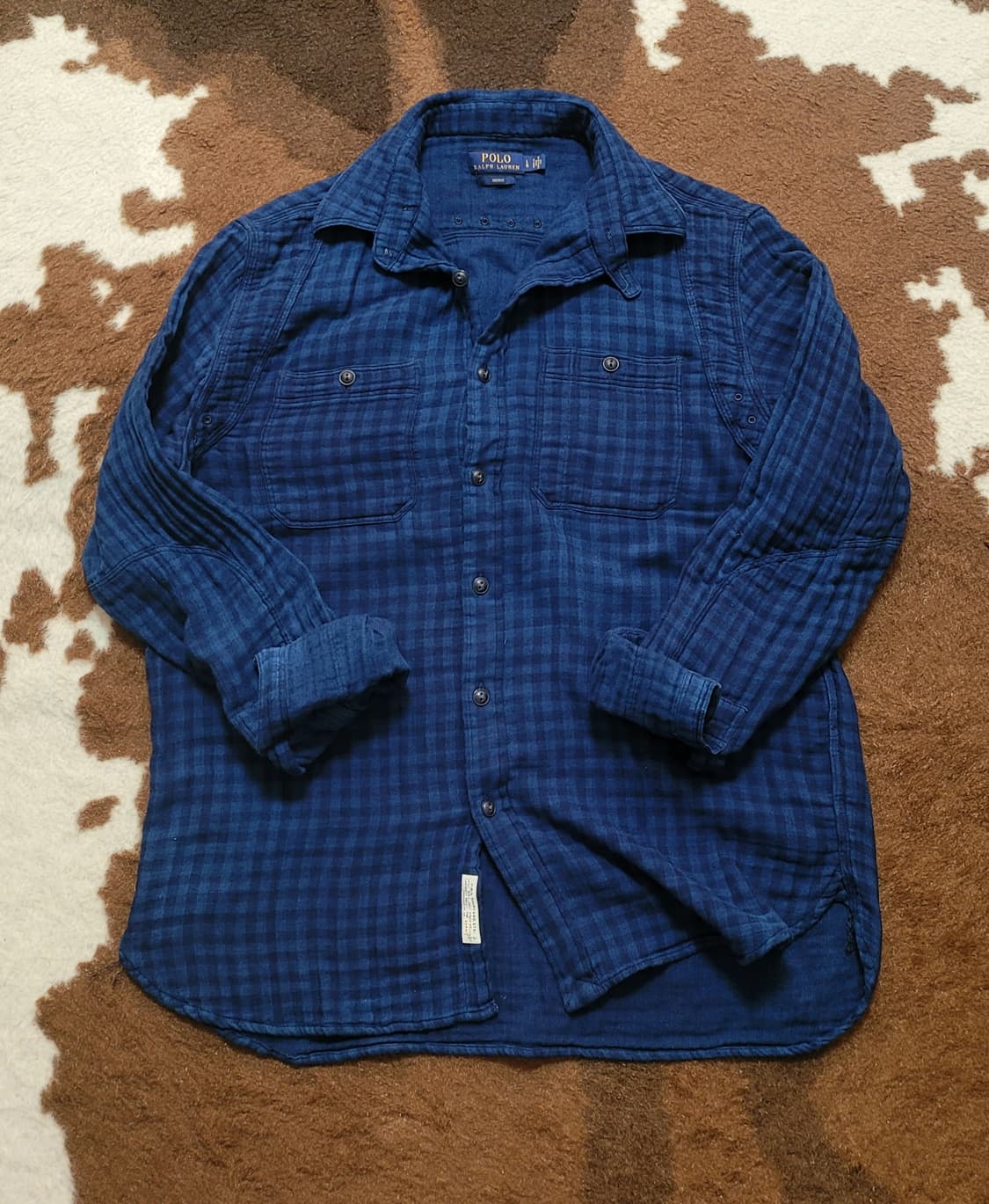 폴로 랄프로렌 남성용 인디고 체크 남방(L) 상품이미지5