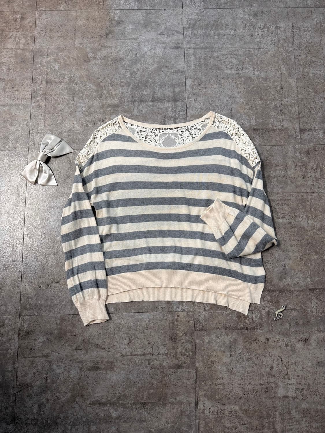 리본 웨이스트 레이스 니트 원피스 2pcs SET 상품이미지9