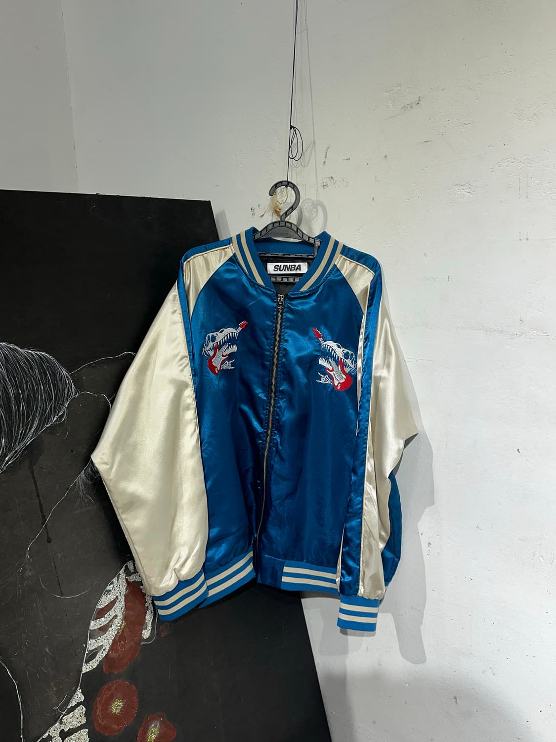 Jpn 일본빈티지 선바 재패니즈 오리엔탈 뼈다귀 네이비 자켓 상품이미지7