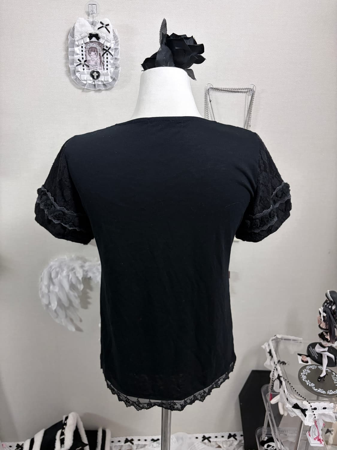 엑시즈팜 공겜여주 로걀 레이스 로즈 반팔 상품이미지8