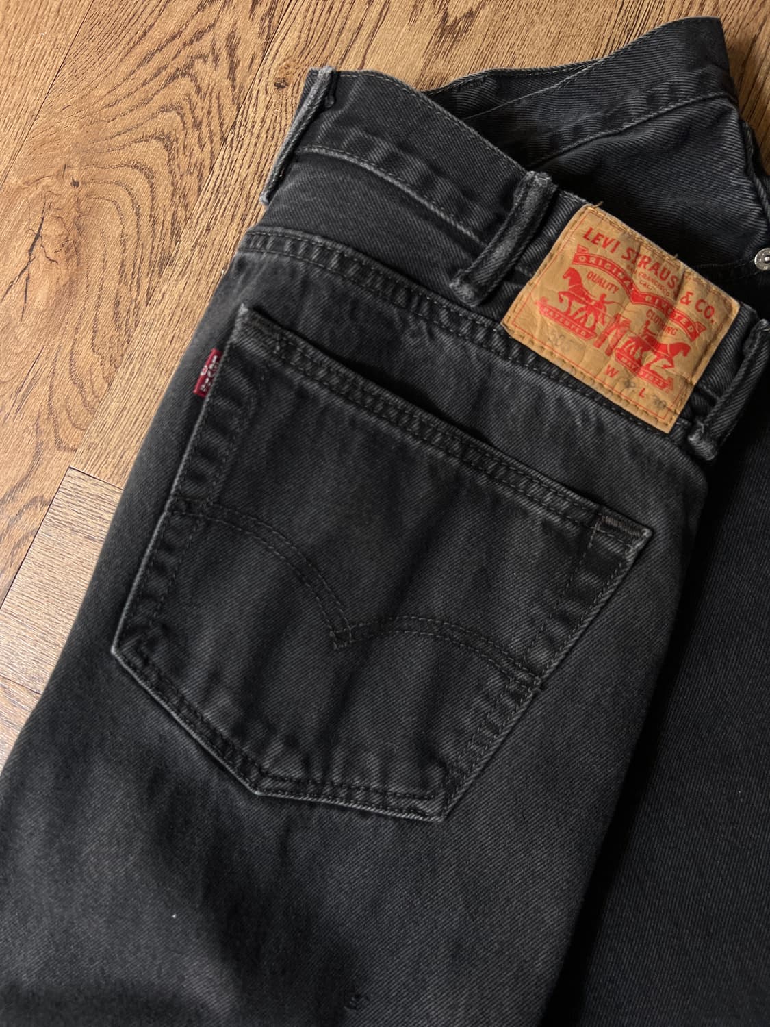 [38]리바이스 505 레귤러 스트레이트 흑청 데님 팬츠 상품이미지6