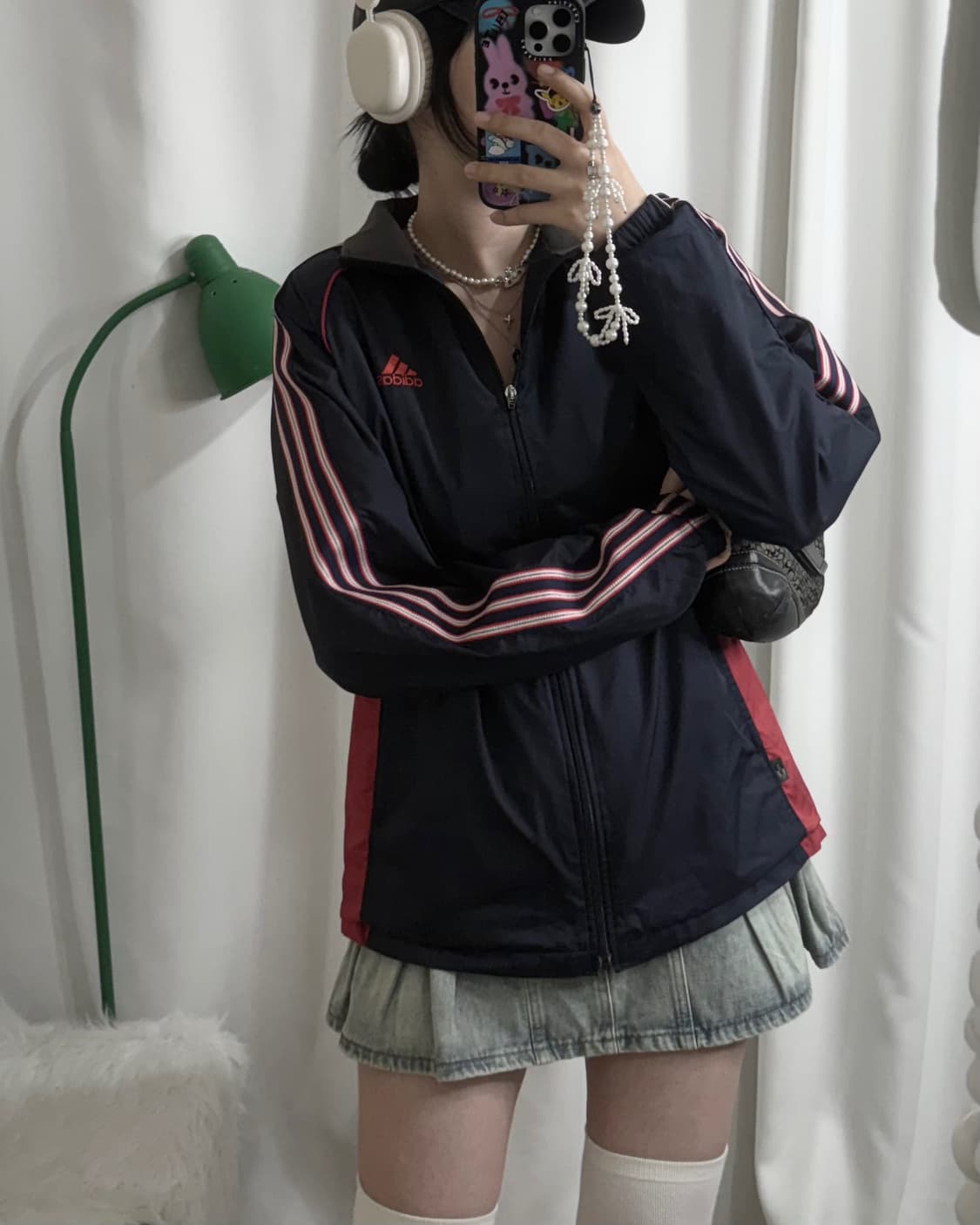 아디다스 네이비 & 레드 오버핏 바람막이 상품이미지3