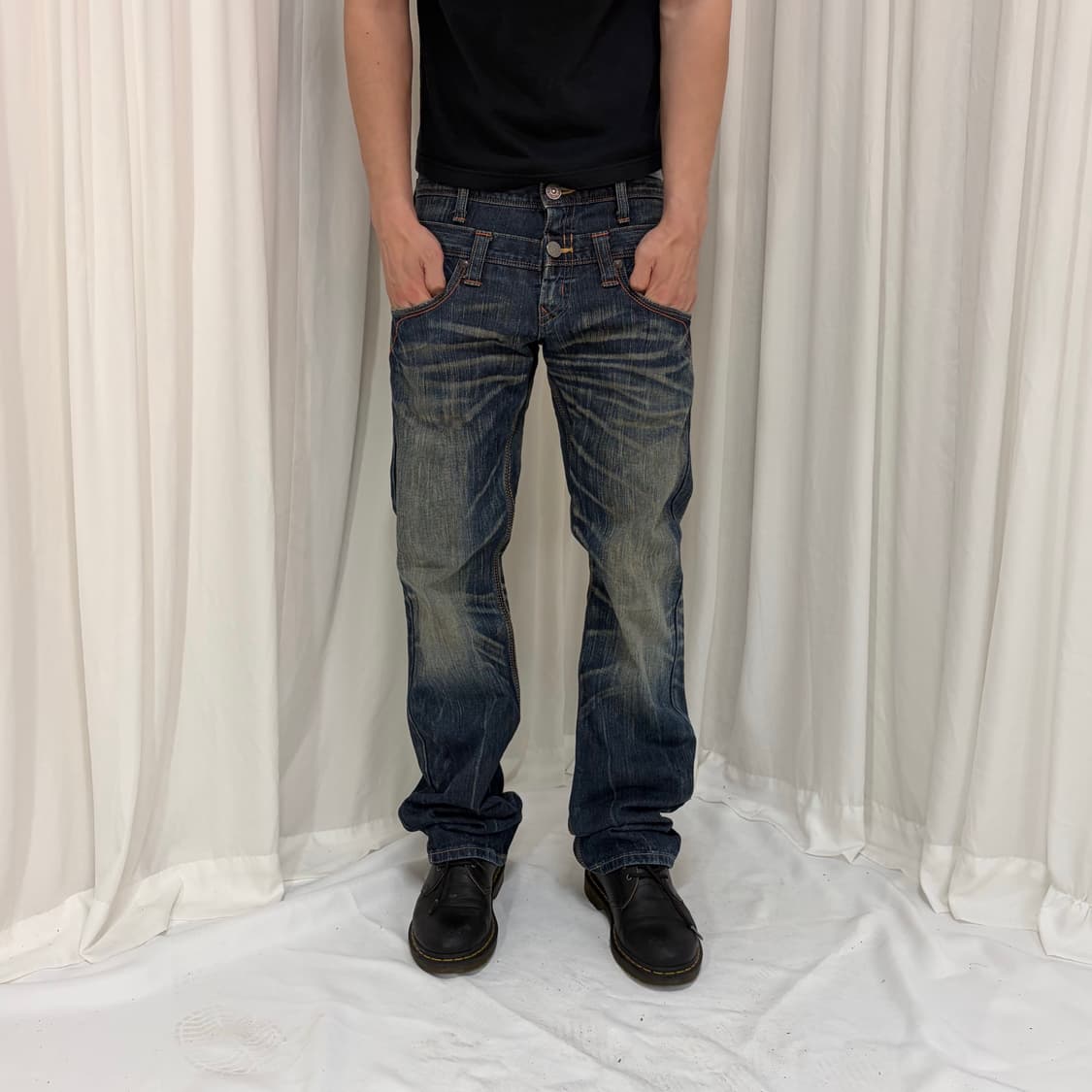 에드윈 더블 웨이스트 레이어드 워싱 데님 팬츠 상품이미지1