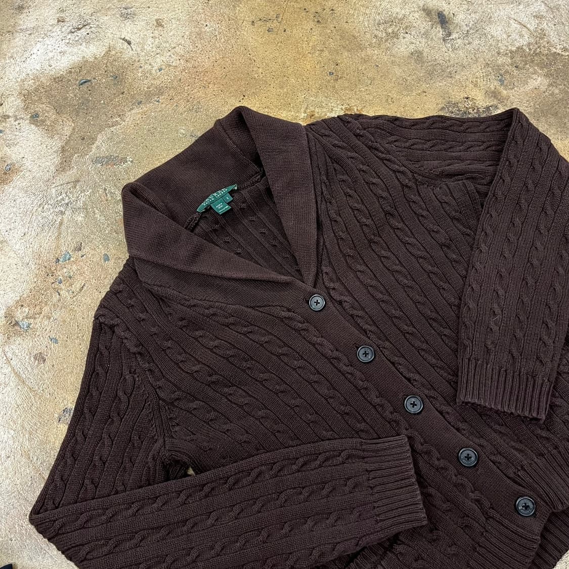 폴로 랄프로렌 초코 브라운 빅카라 니트 가디건  상품이미지1