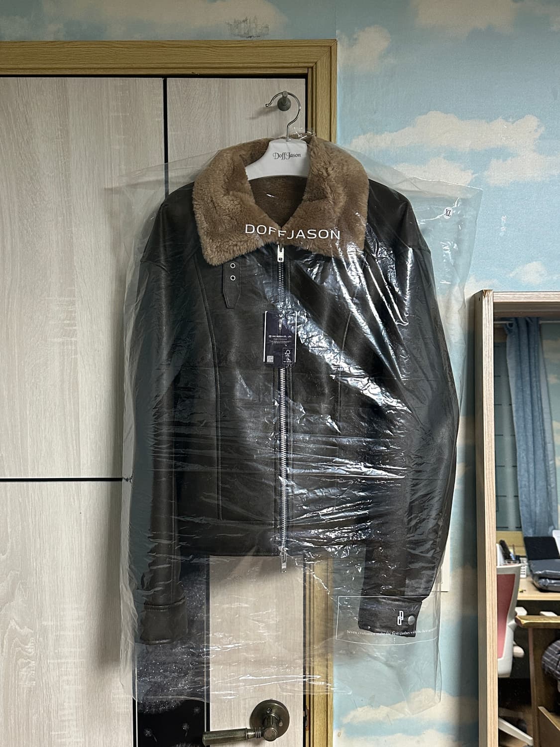 (새상품/XL) 도프제이슨 콘트라스트 무톤 자켓 KHAKI BROWN 상품이미지3