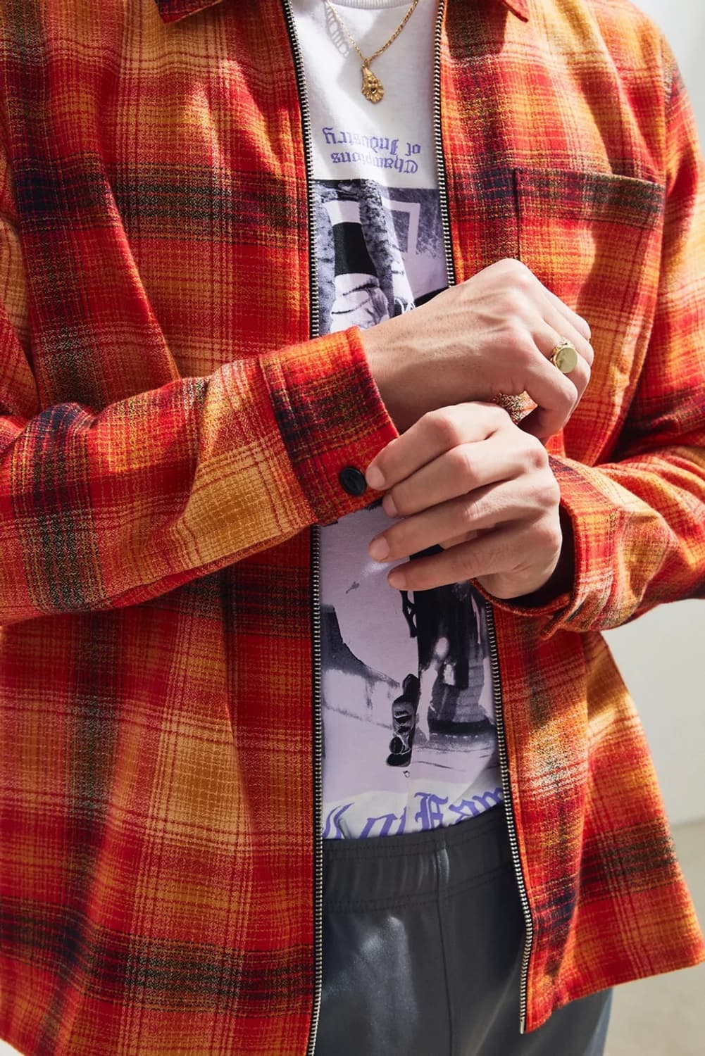 Stussy Zip Up Crepe Plaid Shirt 상품이미지10