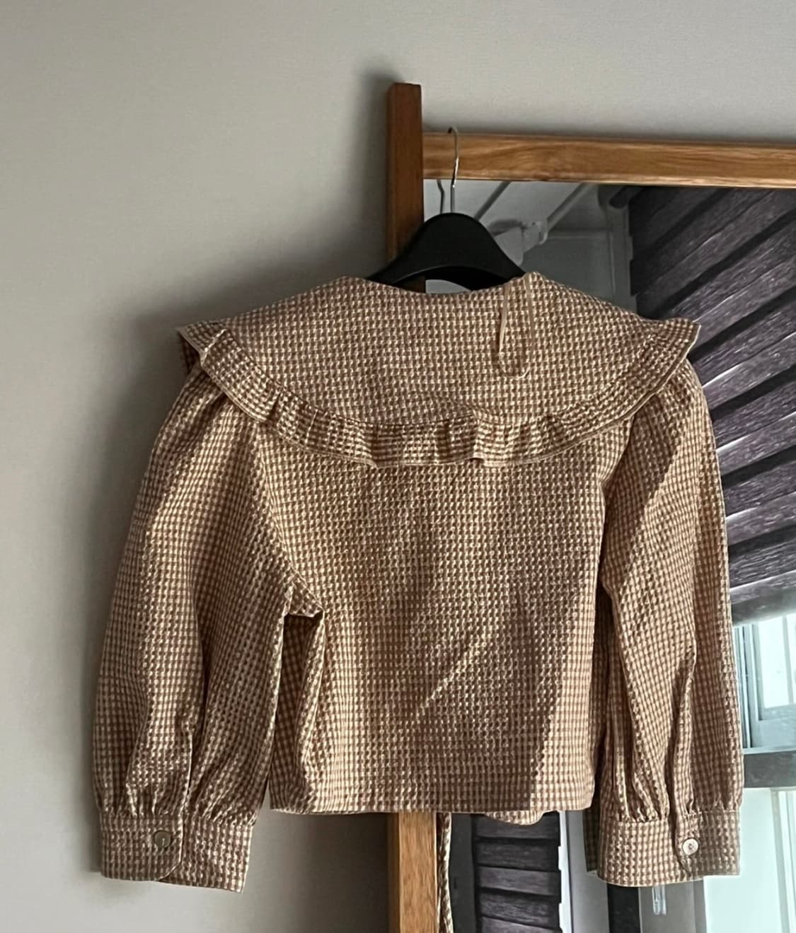 Zara texture check top 자라 깅엄체크 가니블라우스 상품이미지6