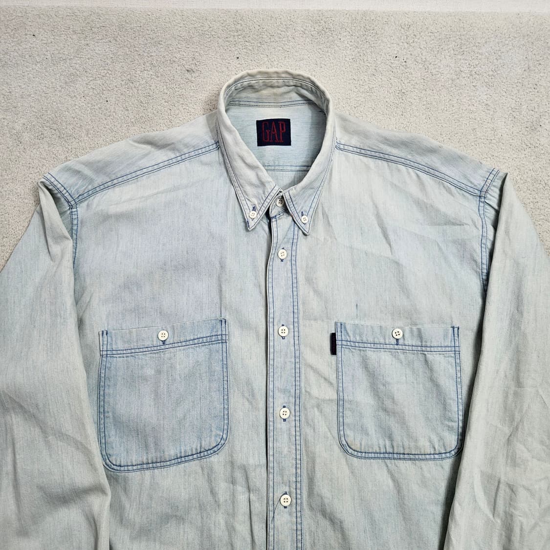 90s Gap 투포켓 샴브레이 셔츠 상품이미지4