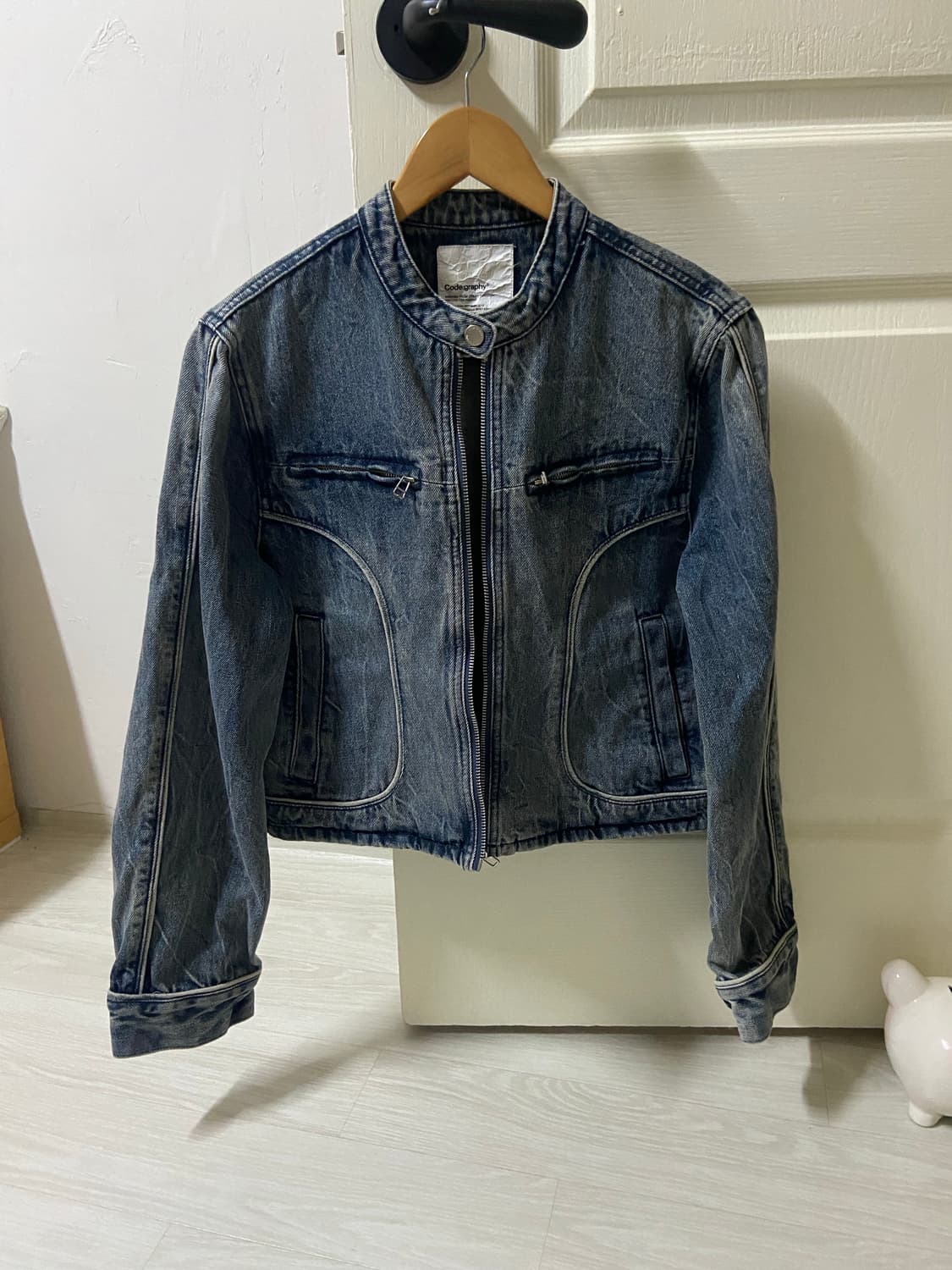 🏍코드그라피 크롭 데님 바이커자켓🏍 상품이미지2