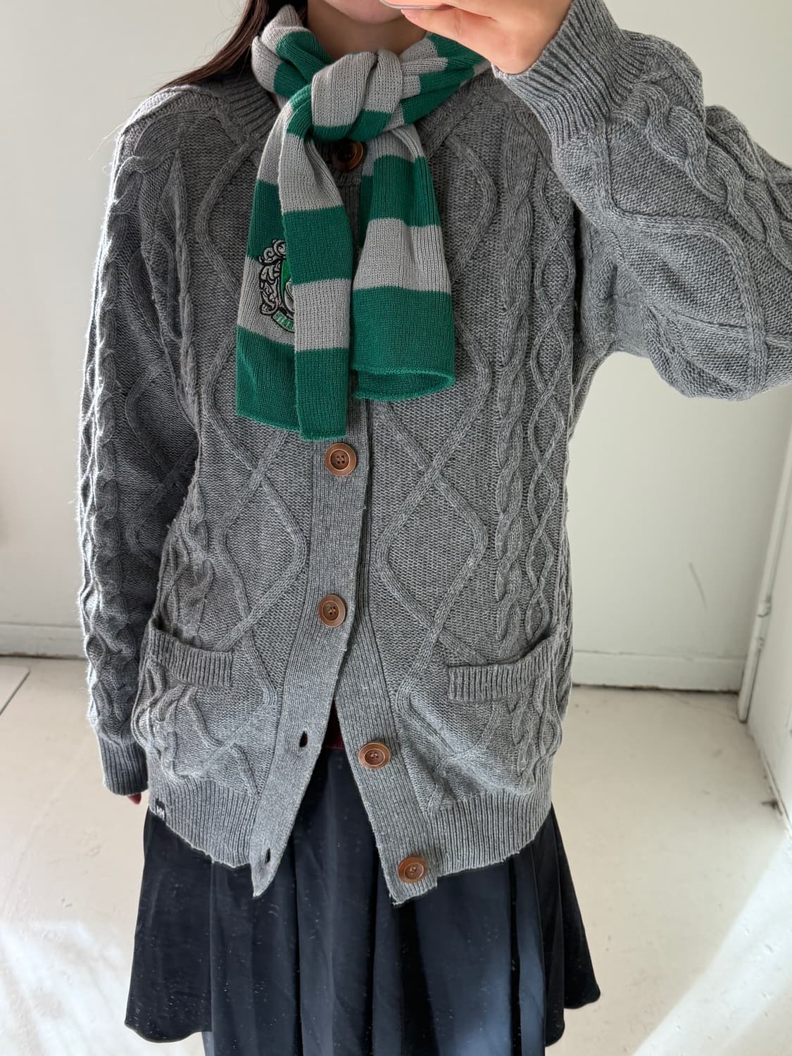 일본빈티지 그린 그레이 넥워머 머플러 상품이미지7