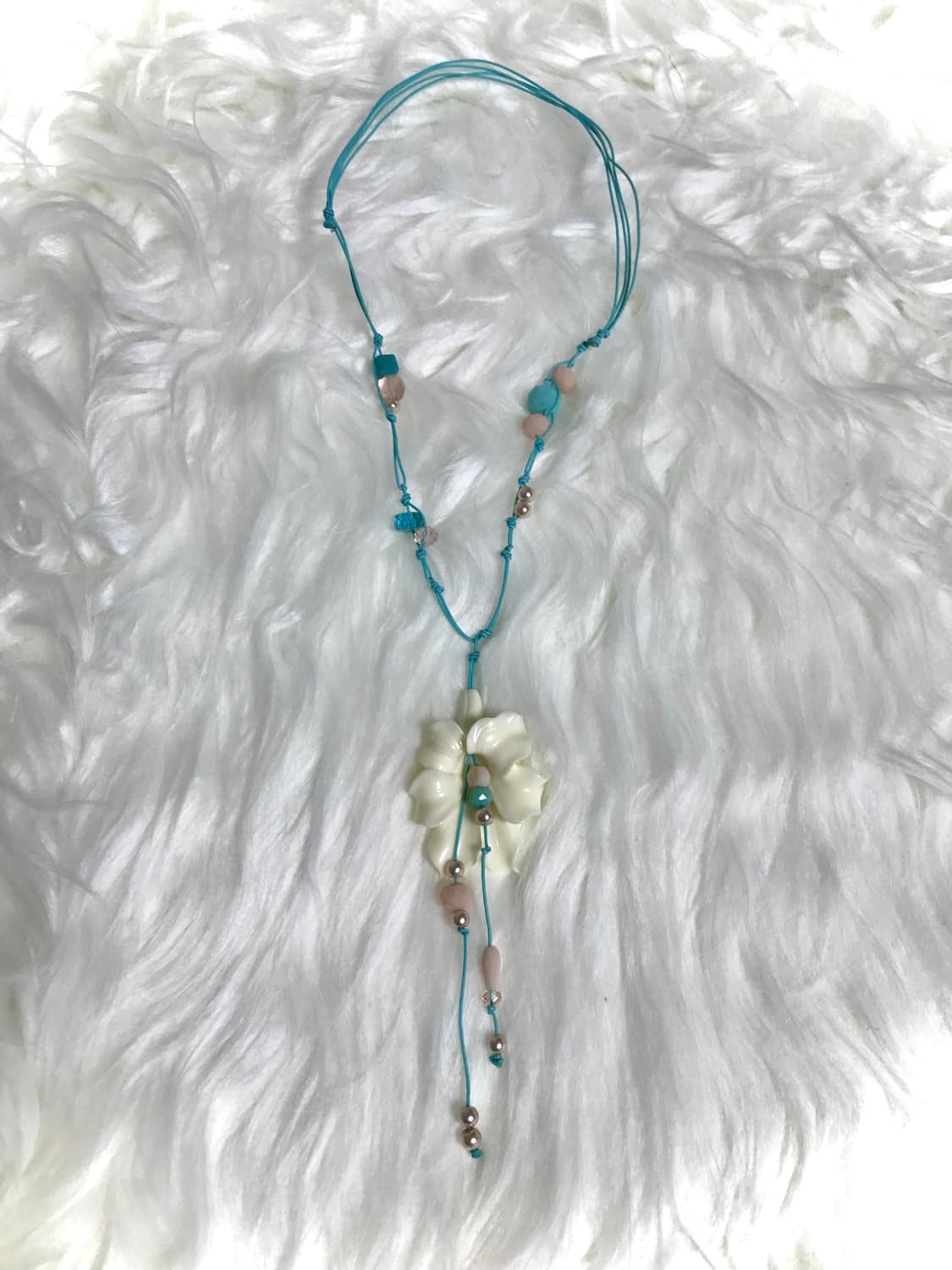 페어리 오키드 민트 드롭 비즈 끈 길이조절 목걸이 상품이미지3