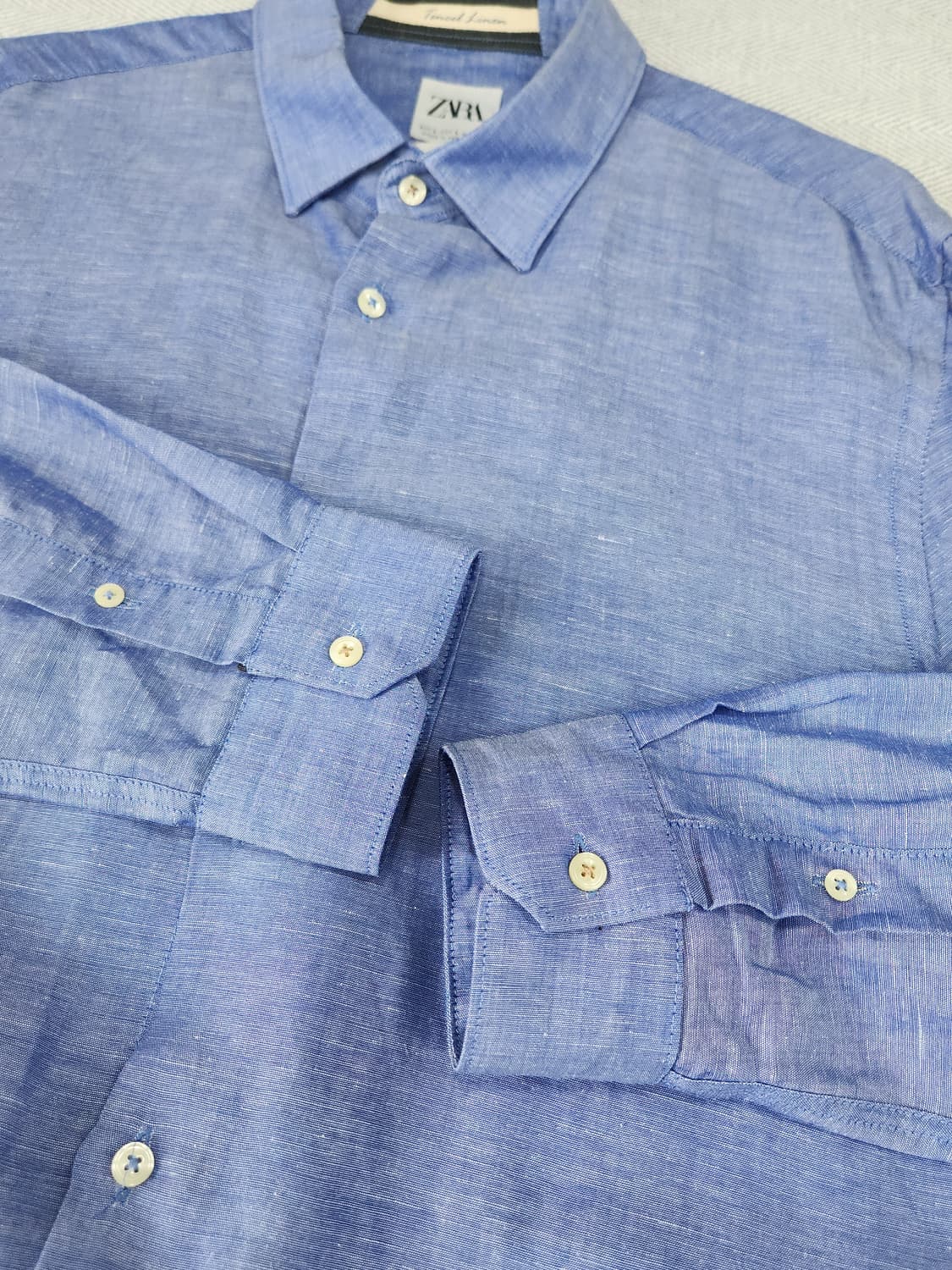 [L] 자라 ZARA 텐셀 린넨 여름 셔츠 블루 남방 상품이미지6