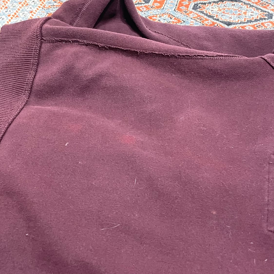 아베크롬비 숫자로고 버건디 기모 후드집업 남성S 상품이미지9