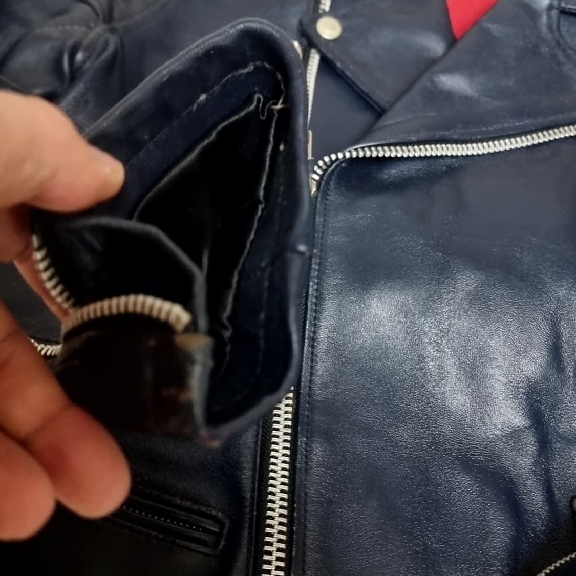 디아프바인 블루 소가죽 라이더 자켓(95) 상품이미지4