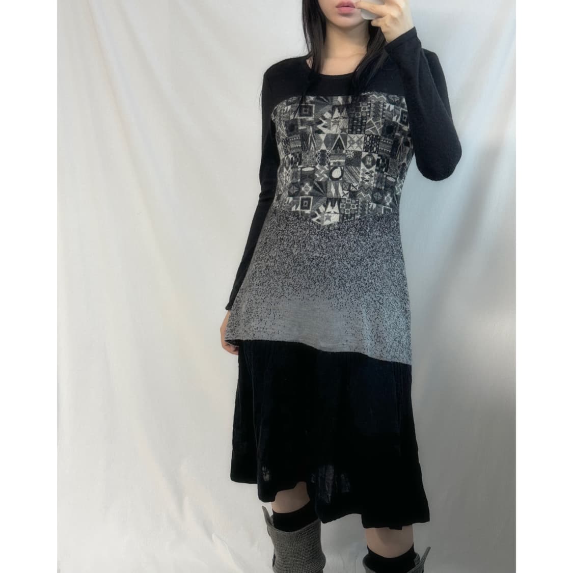 그래픽 울 니트 상품이미지1