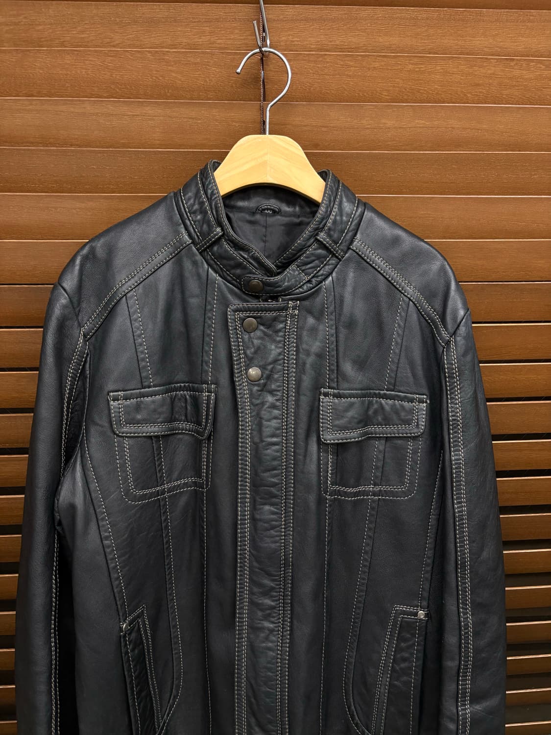 빈티지 레이싱 싱글라이더 스티치 양가죽 자켓 상품이미지2