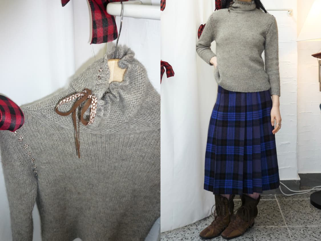 Cozy ribbon tie knit 상품이미지1