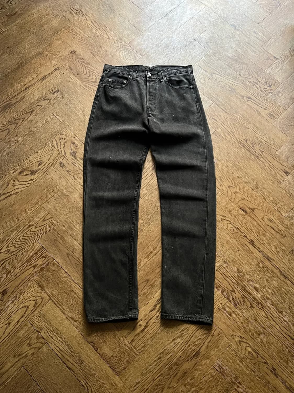 [34]리바이스 501 캐나다제 빈티지 페인팅 흑청 데님 팬츠 상품이미지1