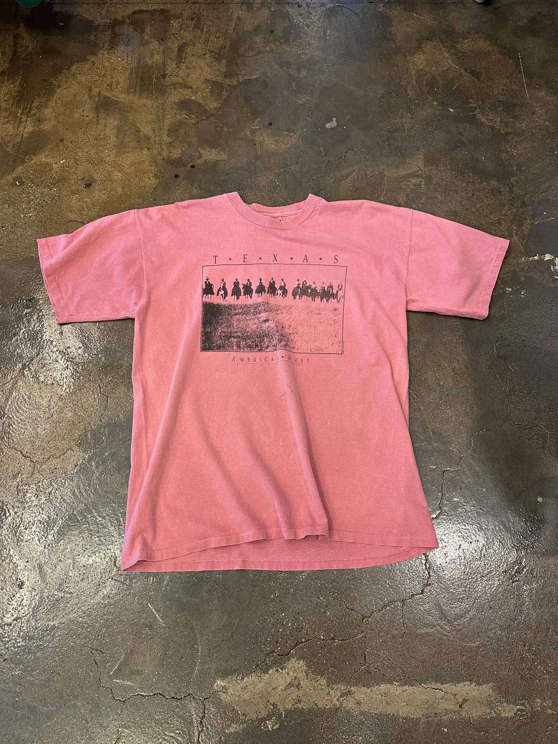 90s Made In USA 싱글스티치 텍사스 프린팅 반팔티 L 상품이미지1